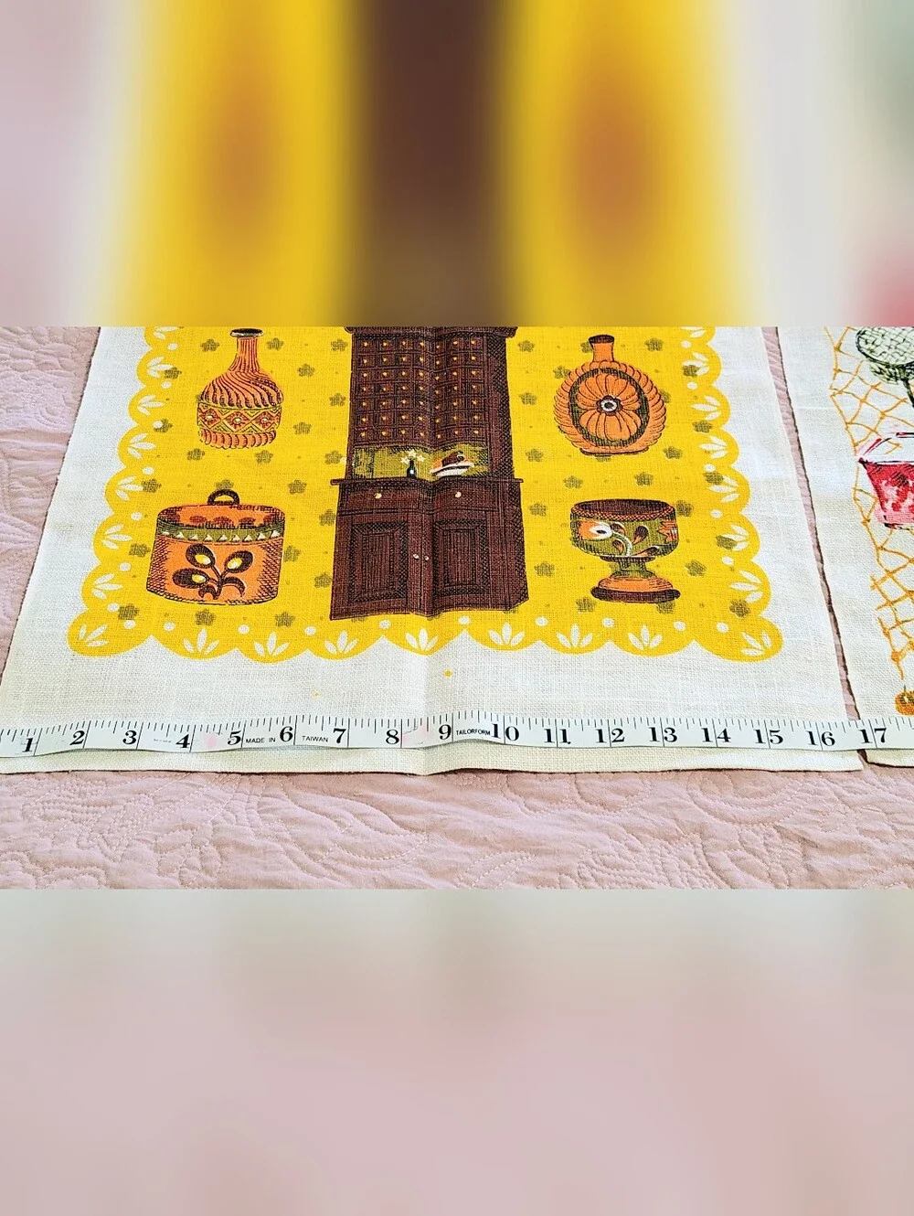 Set Of 2 Fish Market & Farm House 100% Linen Tea Dish Towels Vintage MCM Poland